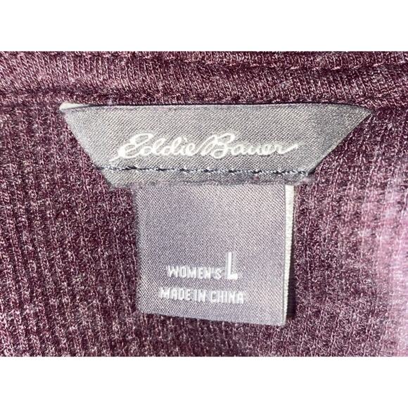 Eddie Bauer Cowl Neck Purple Waffle Thermal Long Sleeve Shirt Womens SIZE L - Picture 5 of 6